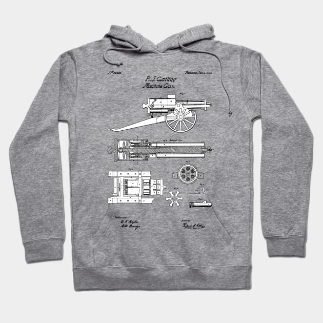 Gatling Gun Patent - 1862 Machine gun - SBpng Hoodie by SPJE Illustration Photography